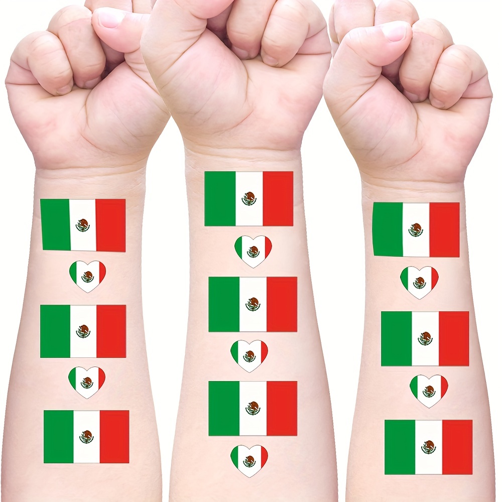 Mexican Flag Tattoo Stickers For Independence Day - Temu