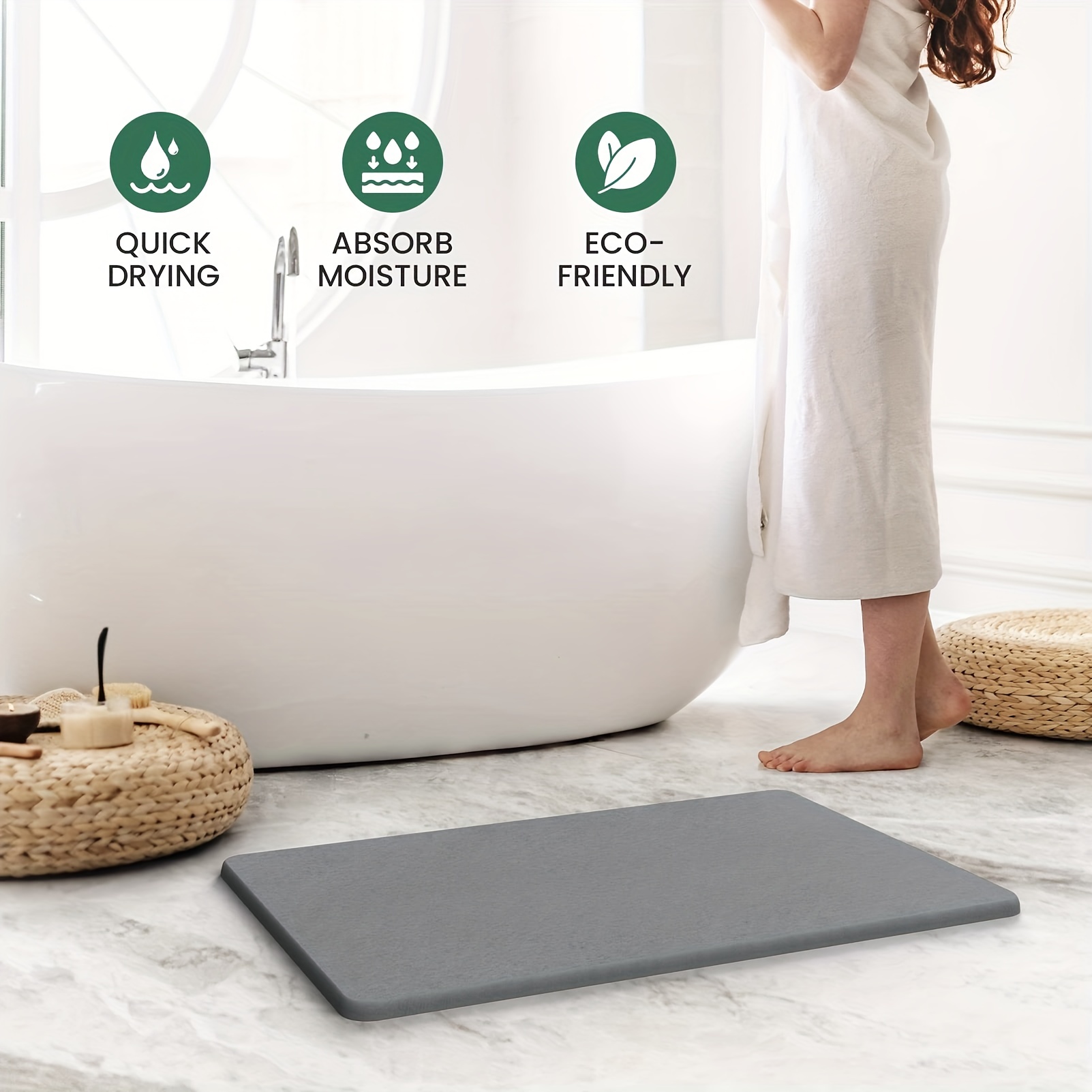 Diatomite Stone Bath mat, Bathroom Shower Mat, Bath Tub Mat Non