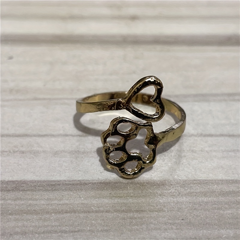 Anillo Abierto Ajustable Huella Perro Gato Coraz n Amor Temu Chile