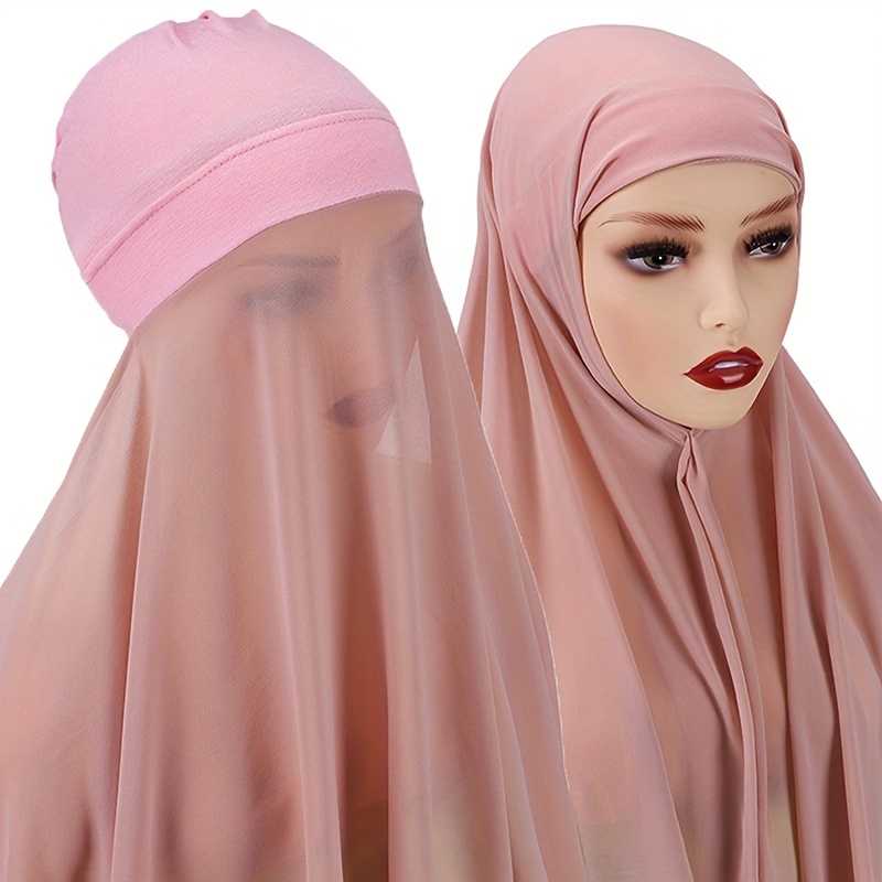 Solid Chiffon Hijab Soft Head Wrap Scarf Casual Turban Sunscreen Shawl
