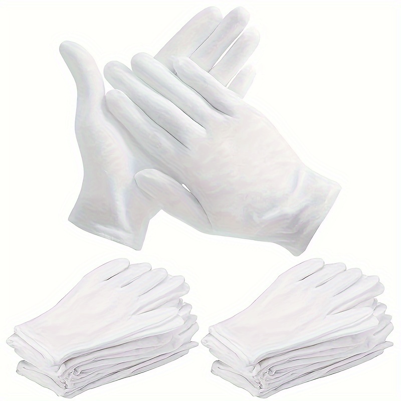 Comprar 1 par de guantes de algodón blancos con etiqueta para hombres y  mujeres con dedos completos, camareros y conductores