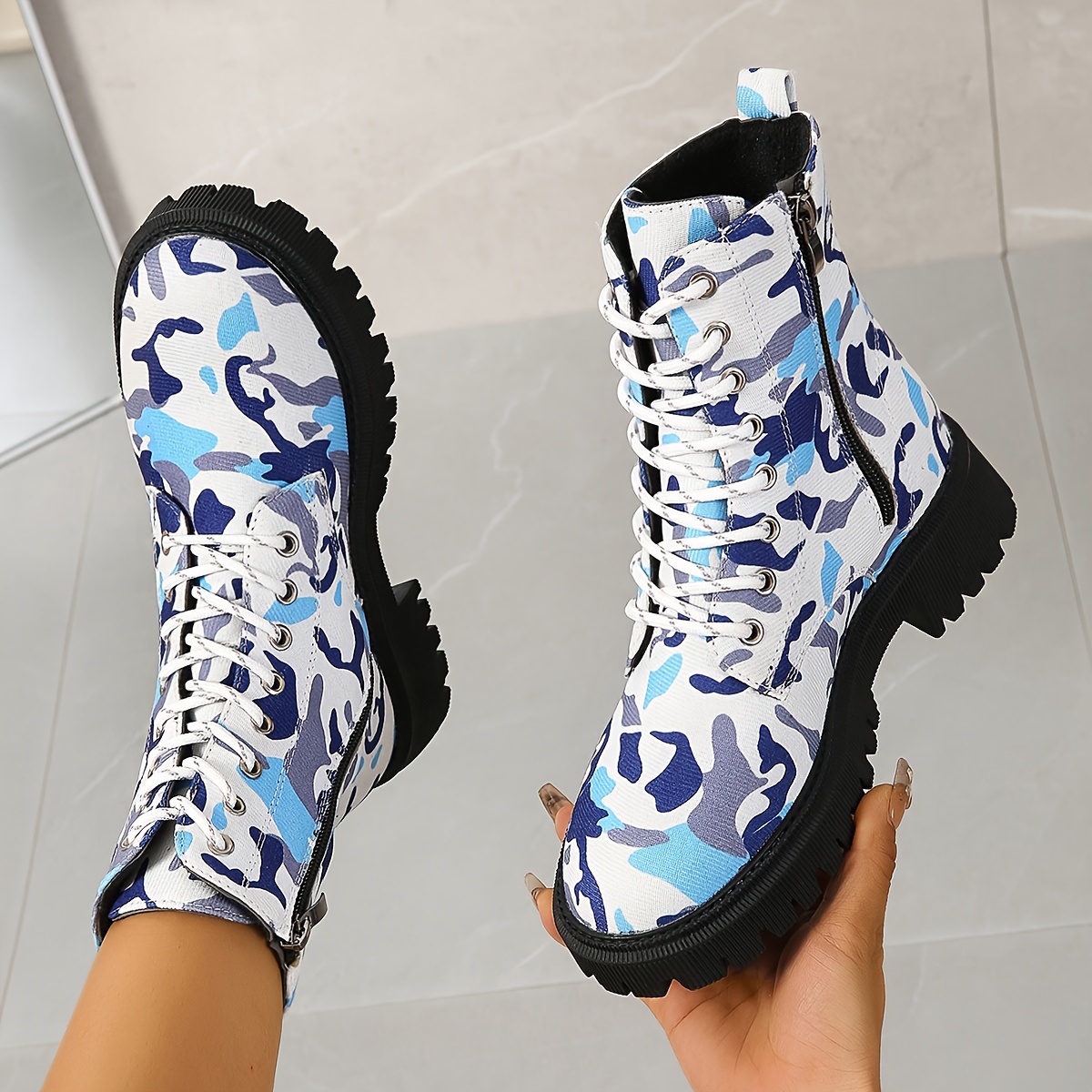 Blue camo outlet boots