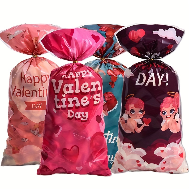 50 Sacchetti Regalo Rosa A Forma Di Cuore Per San Valentino, Sacchetti Di  Plastica Per Biscotti Opp, Caramelle, Decorazioni Per Feste Di San Valentino