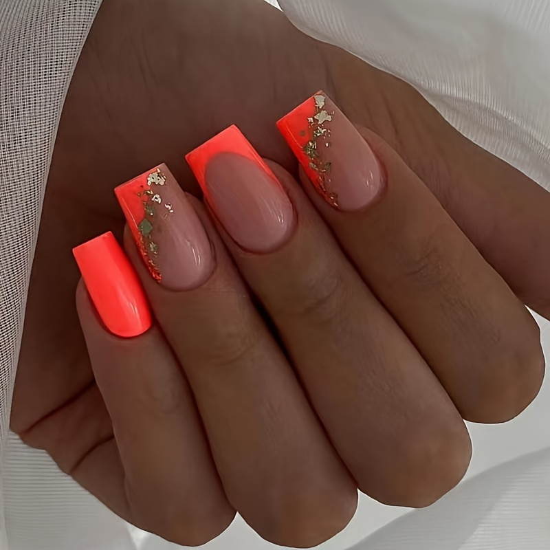24 Short French Shiny Design Decorated Nails With Jelly Glue 1 Nail File 1