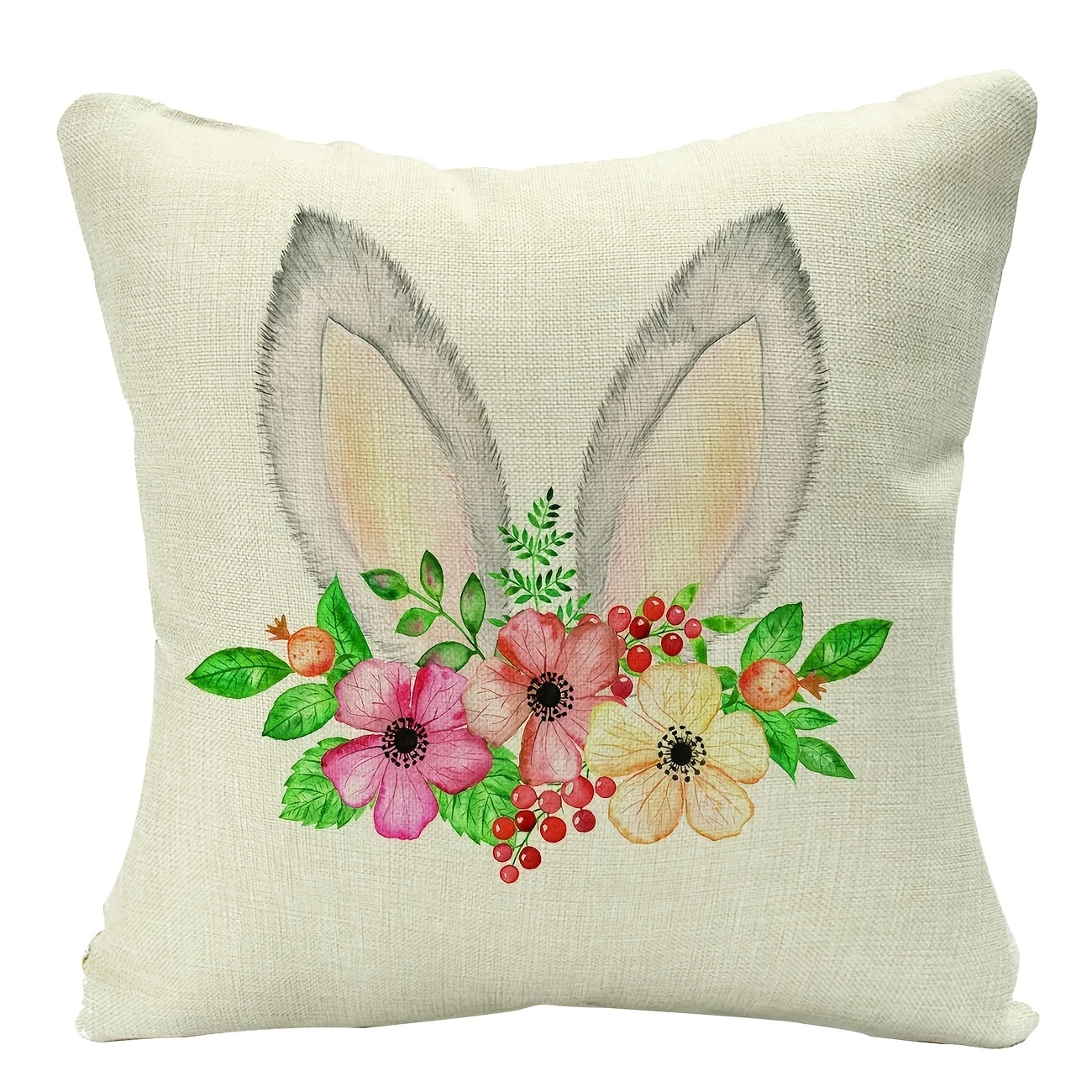 Cute Easter Bunny Linen Throw Pillow Cover - Perfect For Home Sofa Decor  And Easter Party - - Includes Pillow Insert - Temu