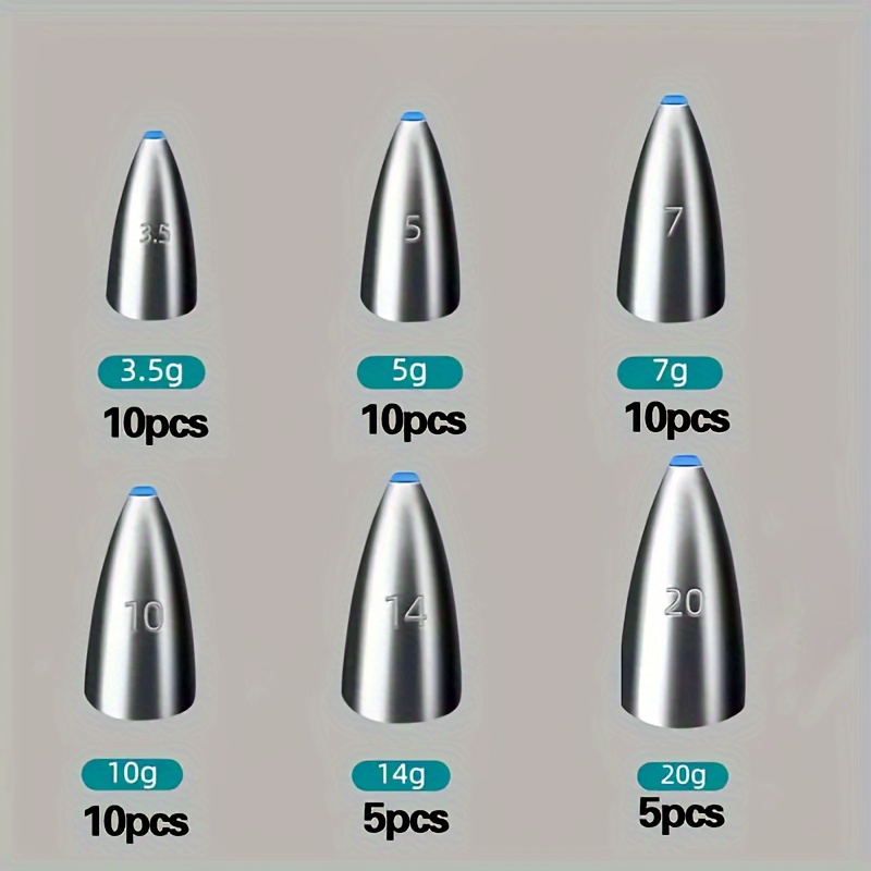 50pcs Bullet-shaped Lead Sinkers For Bass Fishing, Fishing Weights Kit For  Freshwater Saltwater