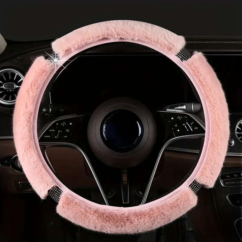 Car Accessories Car Short Plush Steering Wheel Cover - Temu