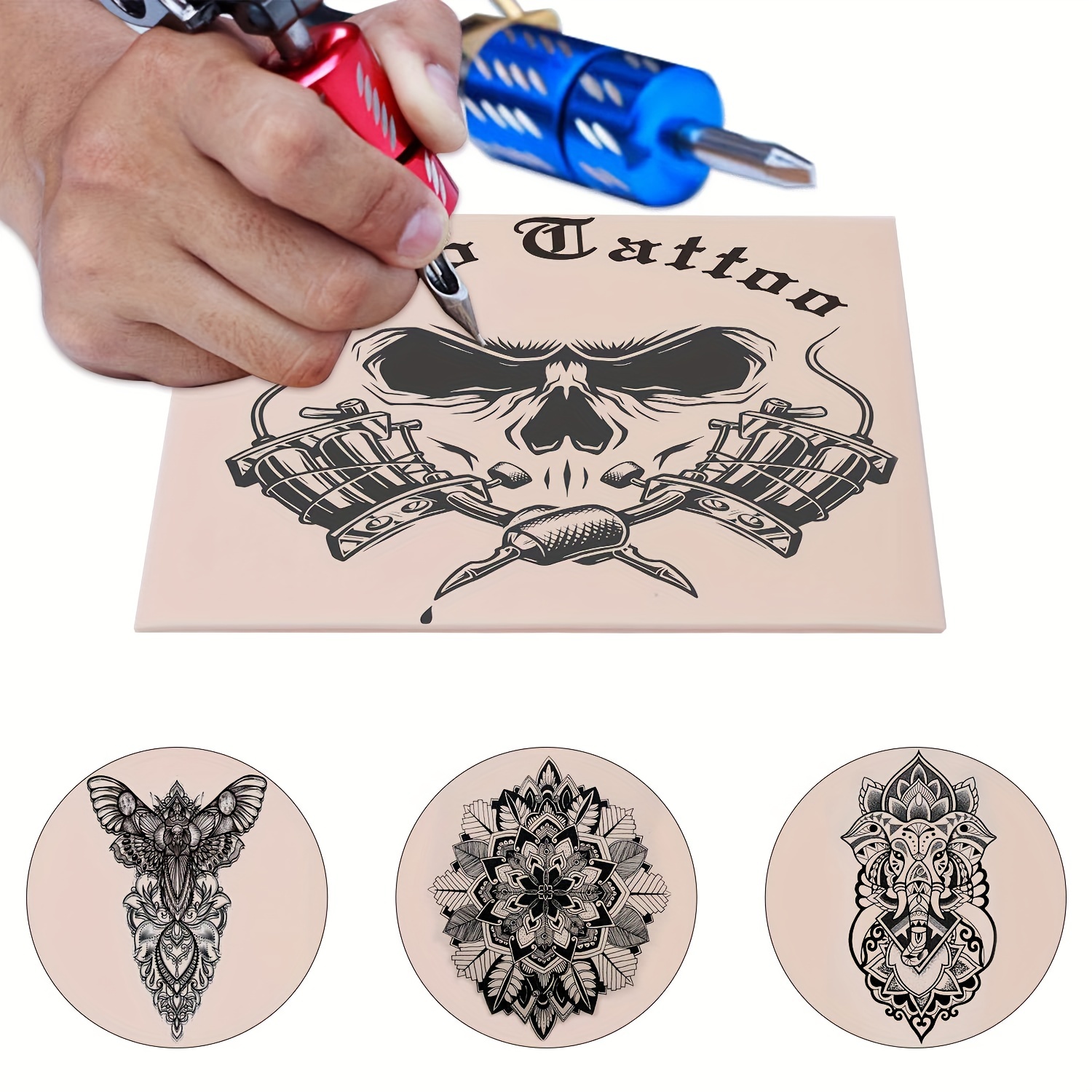 Macchinetta Tatuaggi, Kit Tatuaggi con Alimentatore per Tatuaggi Cartuccia  di Pigmenti Colorati Kit Macchinetta Kit Macchinetta Rotativa per Tatuaggi  Completo, 20 Aghi Tattoo (Rosso) 