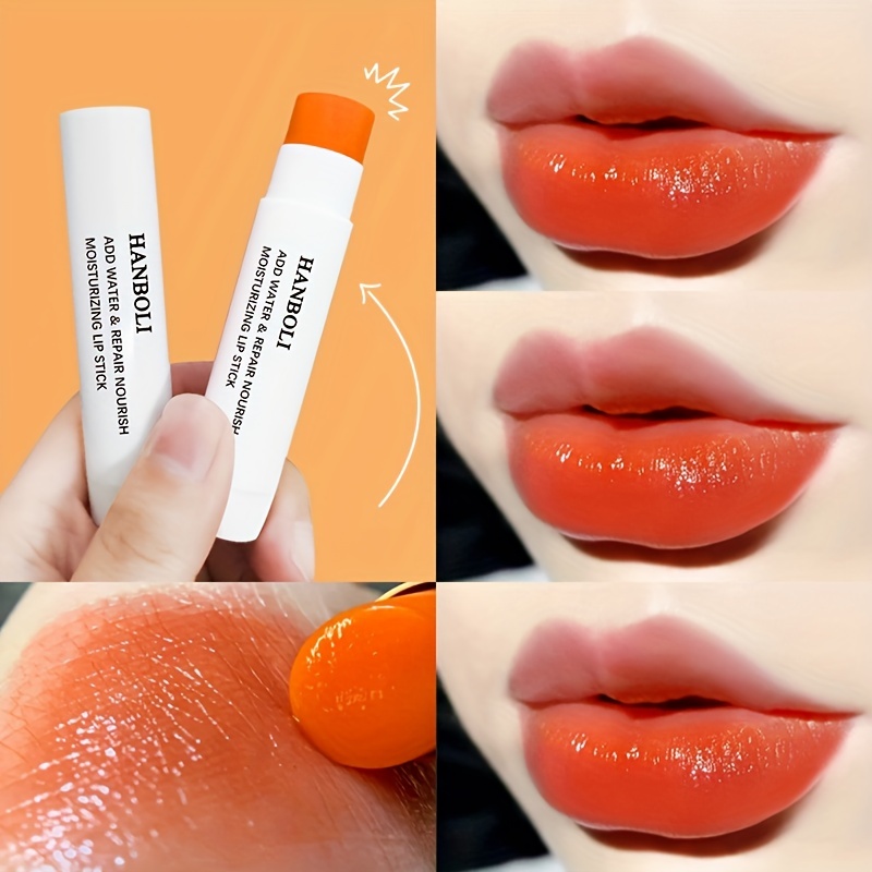 

Long-lasting Moisturizing Lip Balm With Color-changing Orange Lipstick - Waterproof And Nourishing Makeup Protection