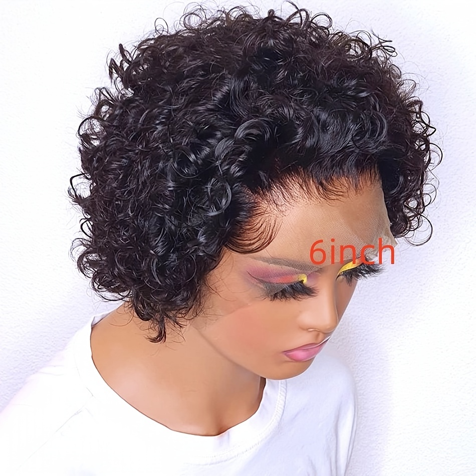 Short Curly Pixie Cut Human Hair Wig 13x1 Lace Wig Women Pre Temu