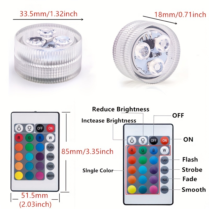 Submersible Led Lights Remote Control Battery Powered - Temu