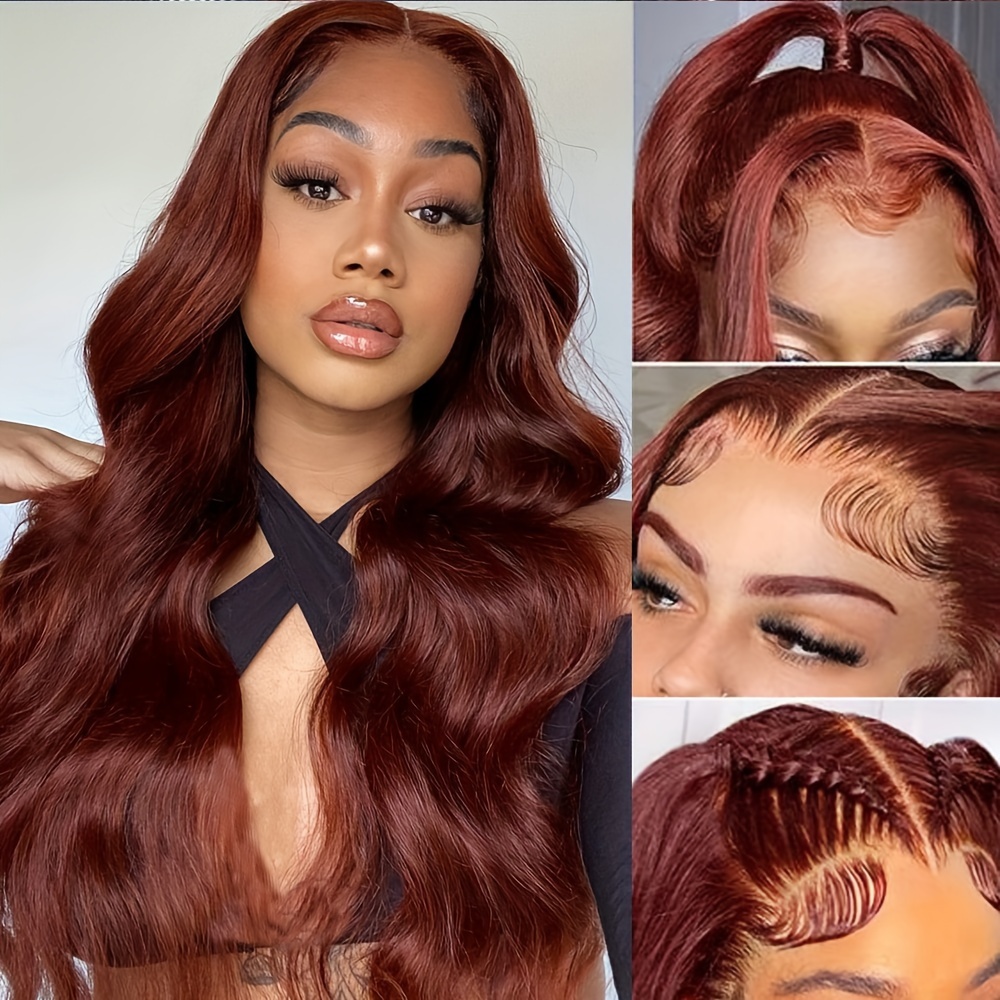 13x4 #33 Reddish Brown Body Wave Lace Frontal Human Hair Wig