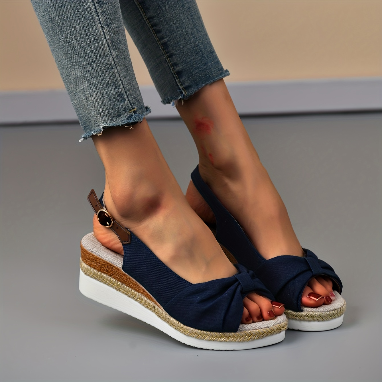 Womens Espadrilles Summer Sandals Heel Wedge Ladies Platform Studded Strap  Shoes