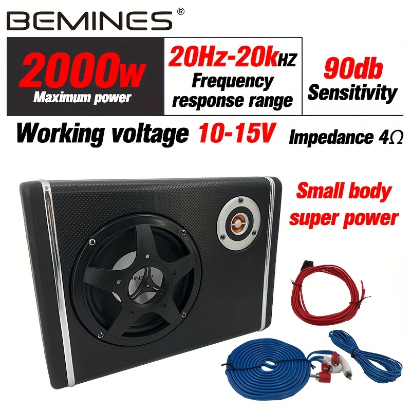 Auto-Subwoofer mit Verstärker - 100 Watt RMS - 500 Watt Spitzenleistung -  RCA - 8-Zoll-Tieftöner (BC120US)