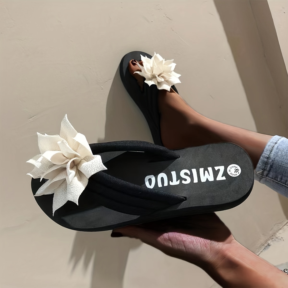 Women's Flower Flip Flops Fashion Open Toe Plastic Rubber - Temu Canada