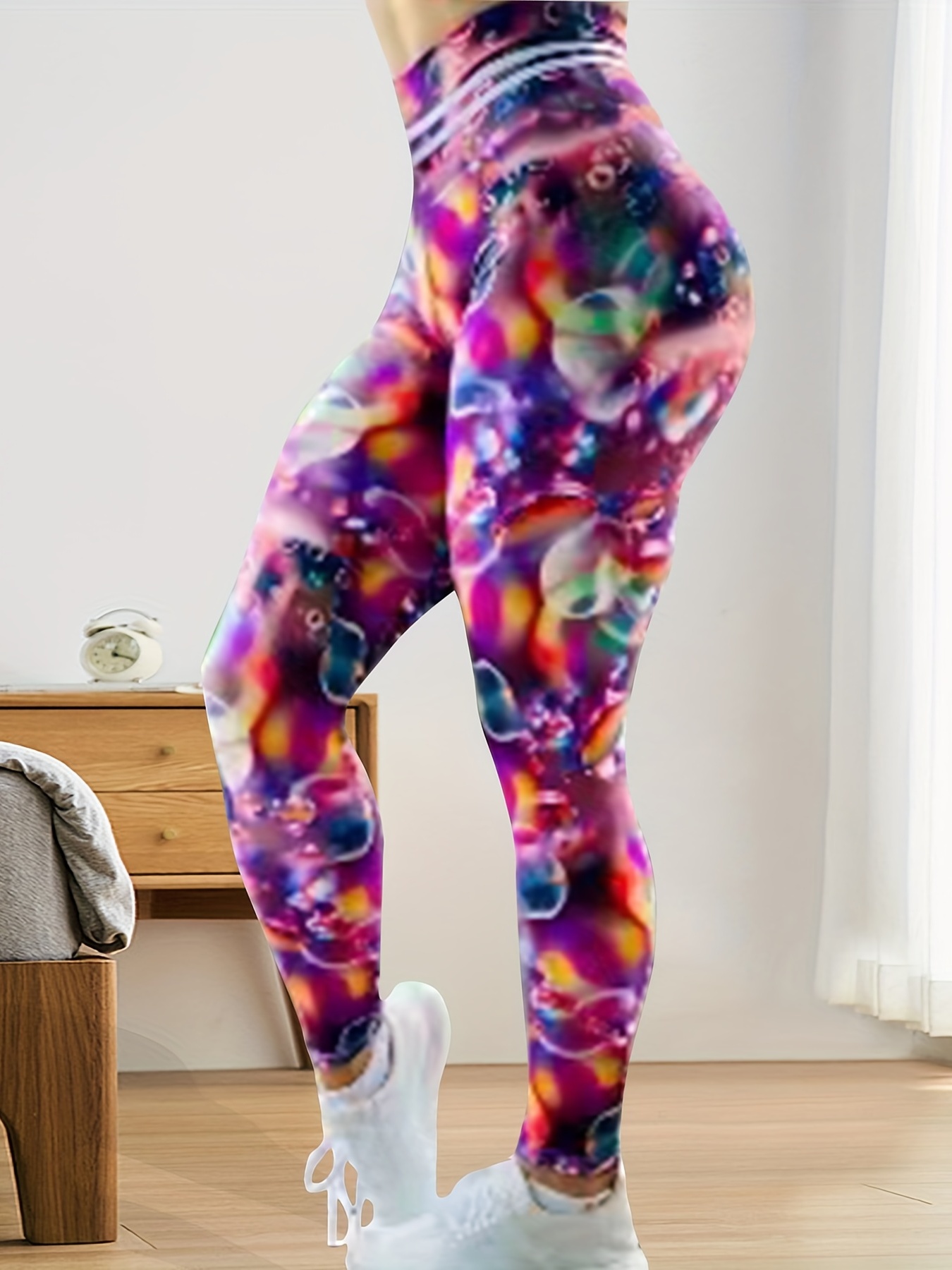 Plus Size Galaxy Print Yoga Sports Leggings Women's Plus - Temu