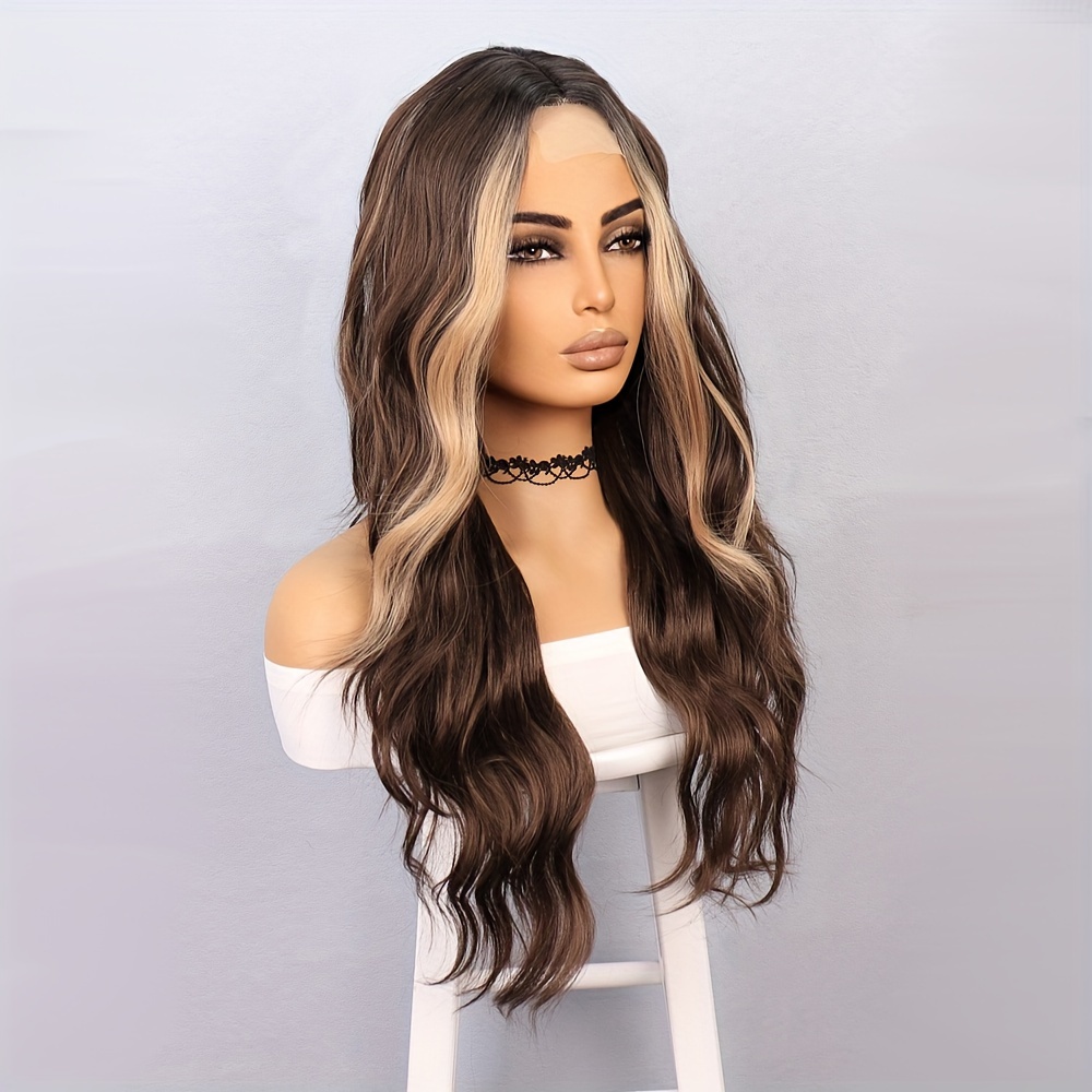 U part 4 2 Lace Blonde Middle Part Wig Long Wavy Ombre Blond Temu