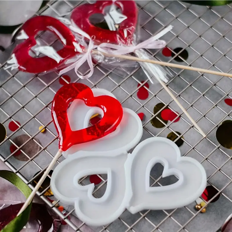 1pc Hollow Heart Shape Silicone Lollipop Molds Chocolate Candy Cheese Mould  Cake Decorating Tools
