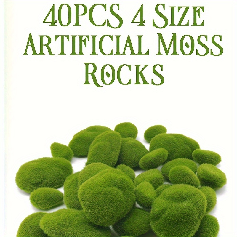 24 PCS Artificial Moss Rocks, 6 Size Faux Green Moss Covered Stones Green  Moss Balls Decorative Fake Moss Decor for Fairy Gardens Floral Arrangements  Craft 