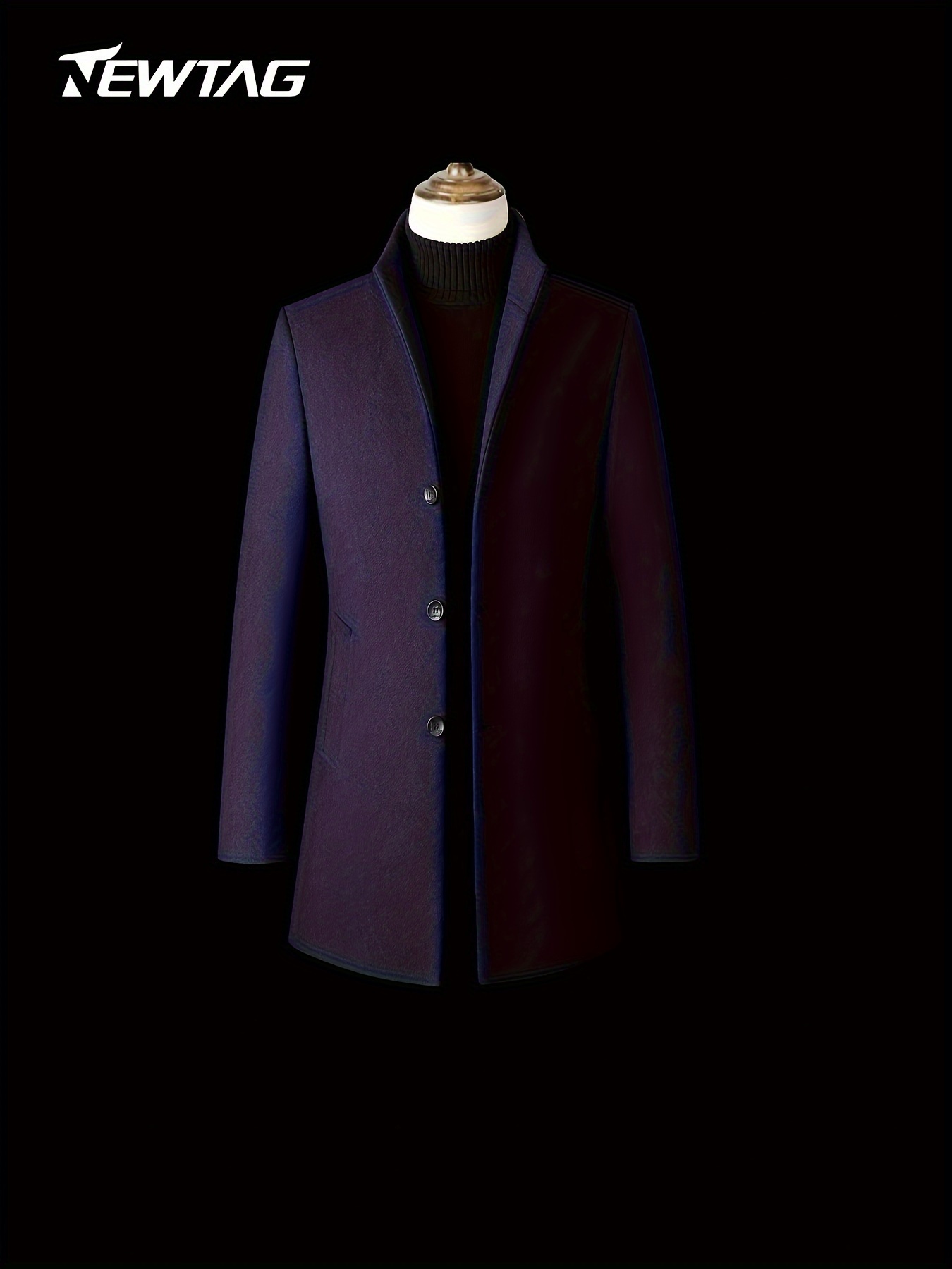 Men's Business Woolen Coat Fashion Double Collar length - Temu Canada