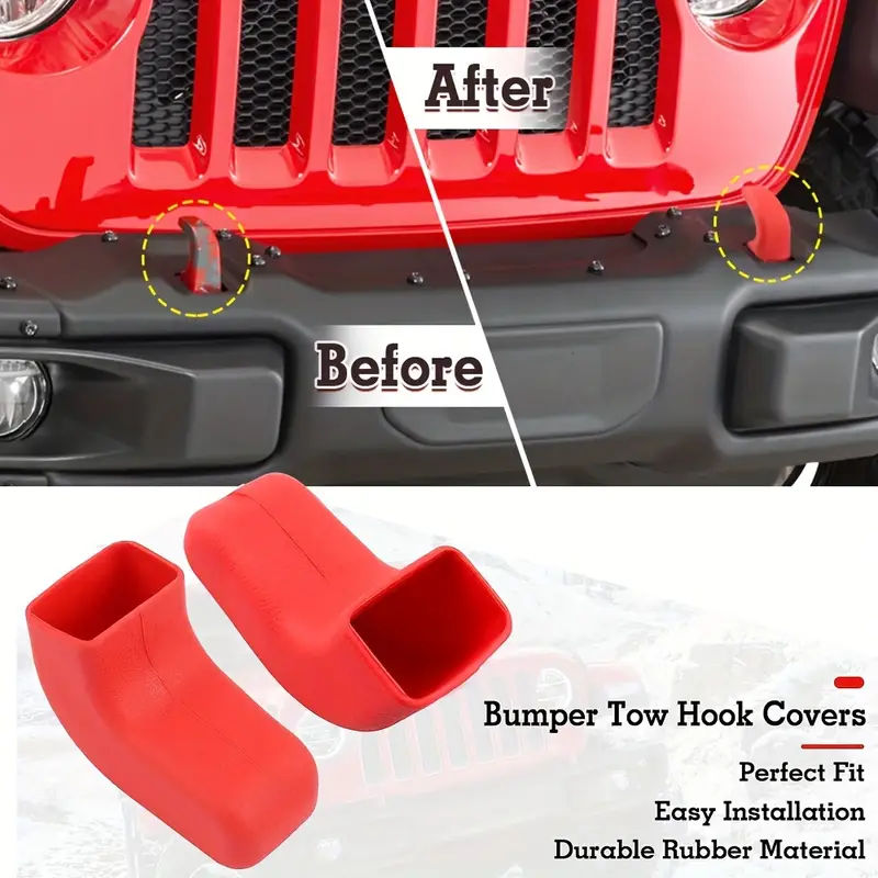 Bumper Tow Hook Covers for Jeep Wrangler, 2Pcs Painting Tow Hooks