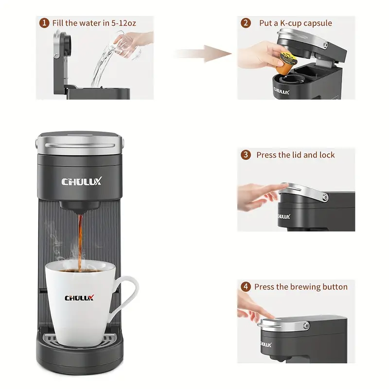 1pc capsule coffee maker ground coffee mini coffee machine brew delicious coffee in seconds with chulux upgrade single serve coffee maker 12oz fast brewing auto shut off one button operation coffee tools coffee accessories details 6