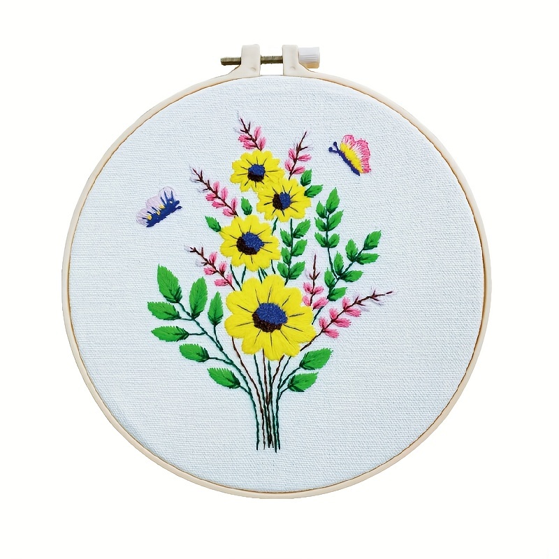 Diy Embroidery Kit For Beginners Flower Bee Butterfly Insect - Temu