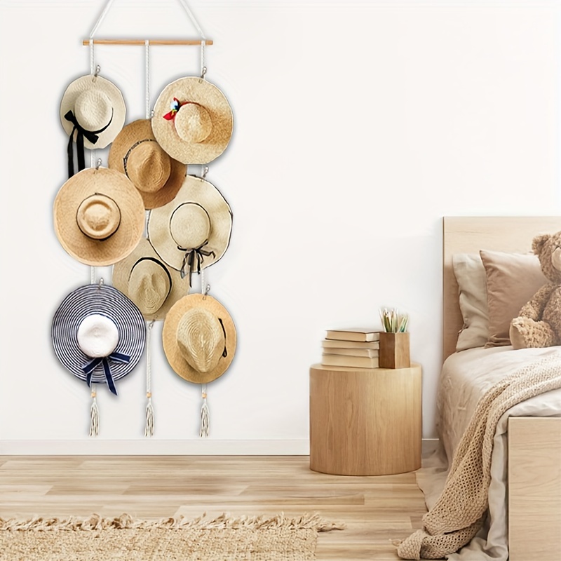 Hat Rack Hat Hangers Wall Boho Storage Display - Temu Canada