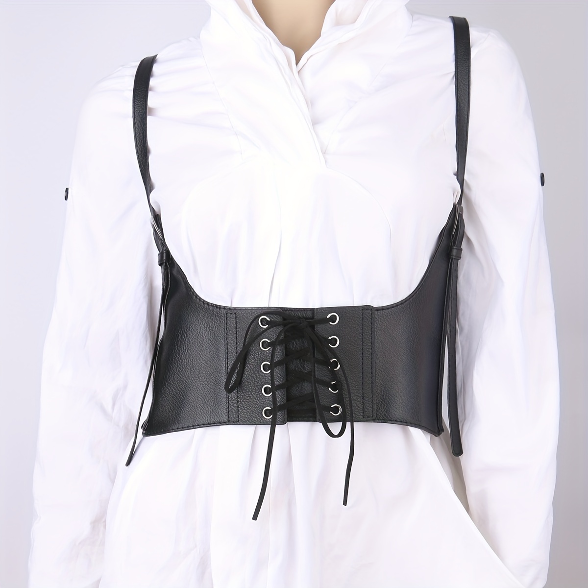 S-XXL Women Elastic Leather Wide Lace Up Waist Belt Cinch Corset Body  Shaper