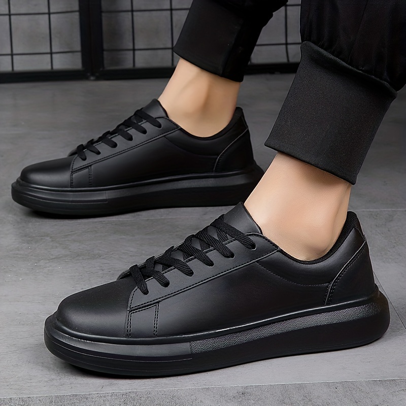 Black Casual Leather Shoes Men Korean Style