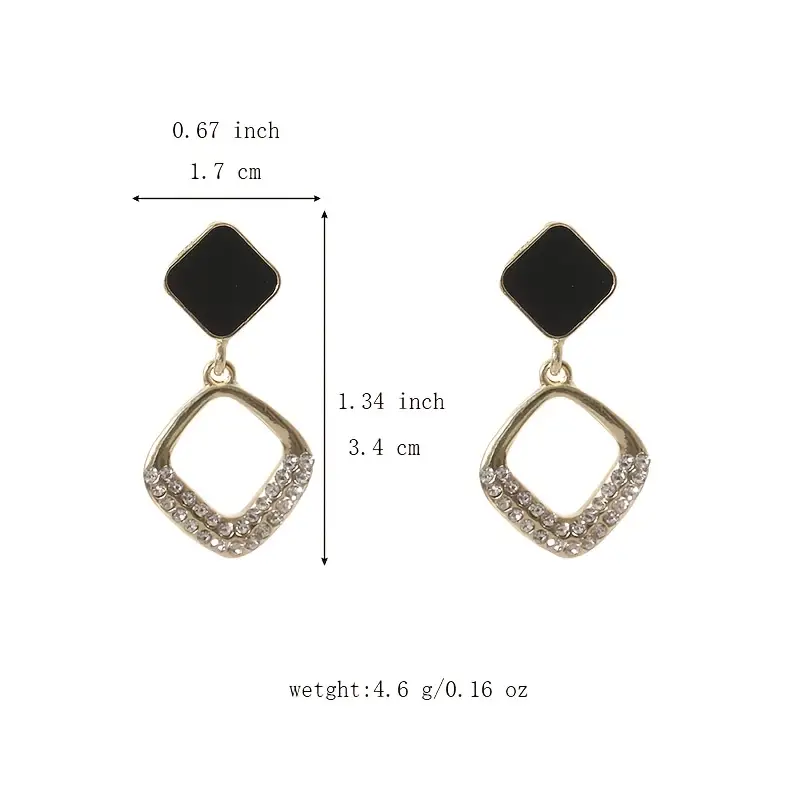 square geometric drop earrings inlaid zircon for women girls gifts 1pair details 3