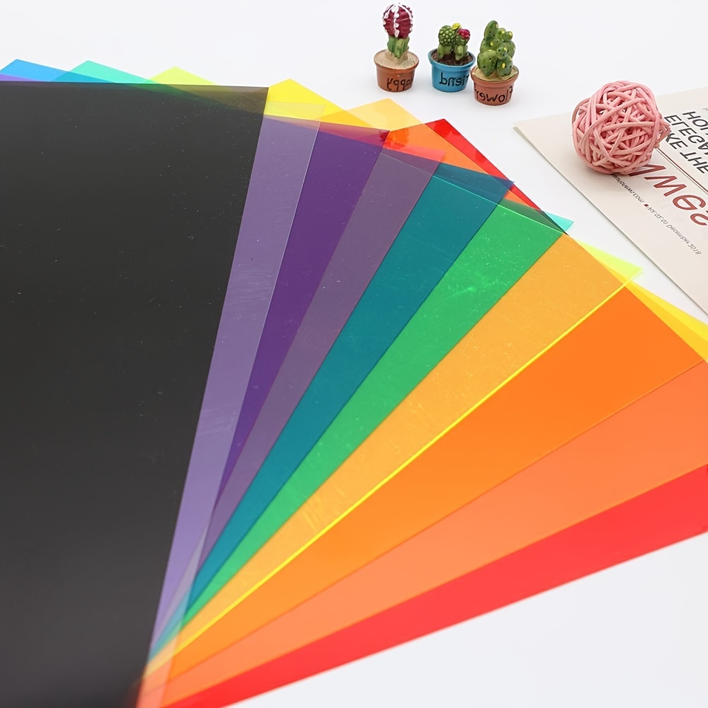 

9pcs A4 Multi-color Pvc Plastic Paper Handmade Diy Transparent Translucent Hard Sheet
