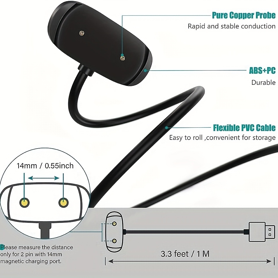 Cargador compatible con Amazfit GTS 2 Mini/Bip U Watch Cable de carga USB  de 3.3 pies para Smartwatch GTS 2 Mini/Bip U (negro)