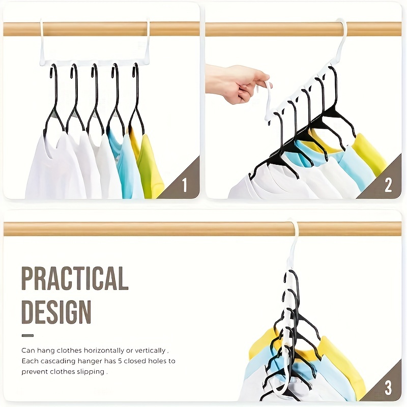 1pc, Plastic Space Saving Hangers With 5 Slots, Cascading Hangers Organizer  Closet Space Saver, Wrinkle Free Clothes, Multi Collapsible Hangers For  Clothes, Shirts, Pants
