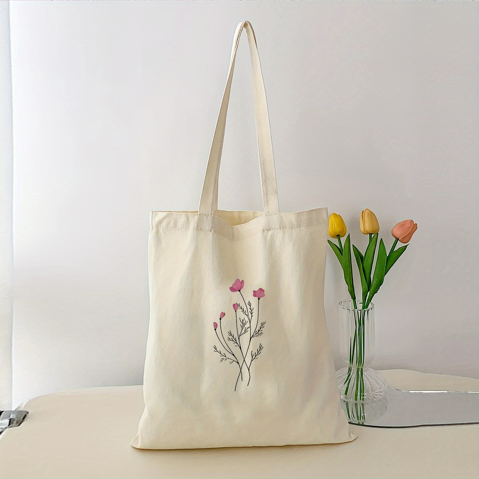 

Cute Floral Print Tote Bag, Large Capacity Shoulder Bag, Women's Casual Handbag & Shopping Bag