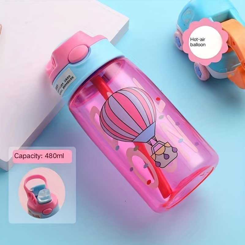 Portable Children's Cartoon Water Bottle With Bouncing Cover - Temu