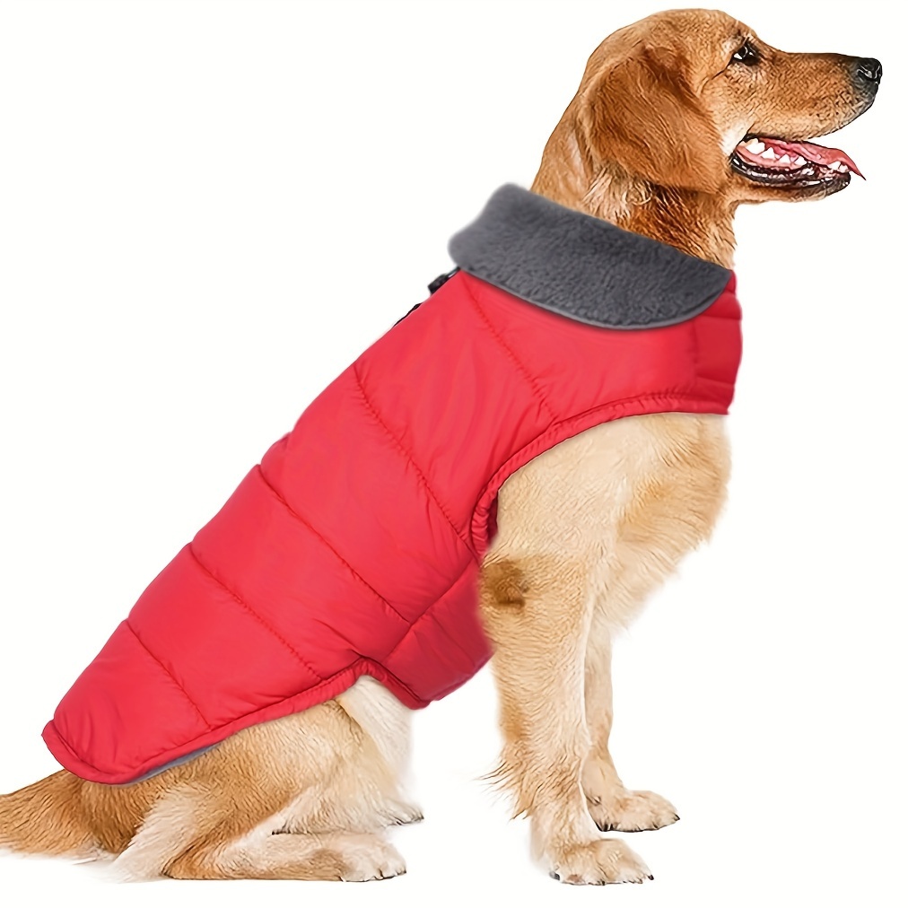 1pc dog winter coat waterproof dog jacket with zippered leash hole