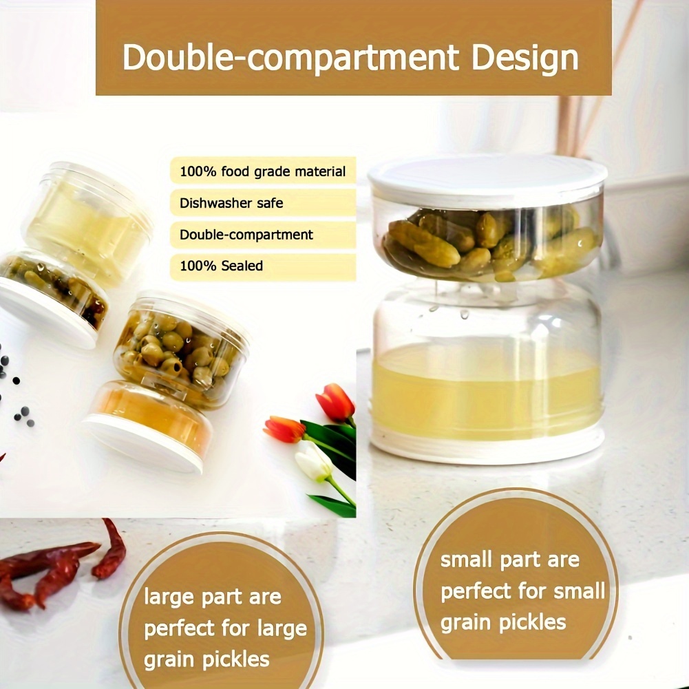 Airtight Kimchi Jar Food Storage Container Juice Separator Olive