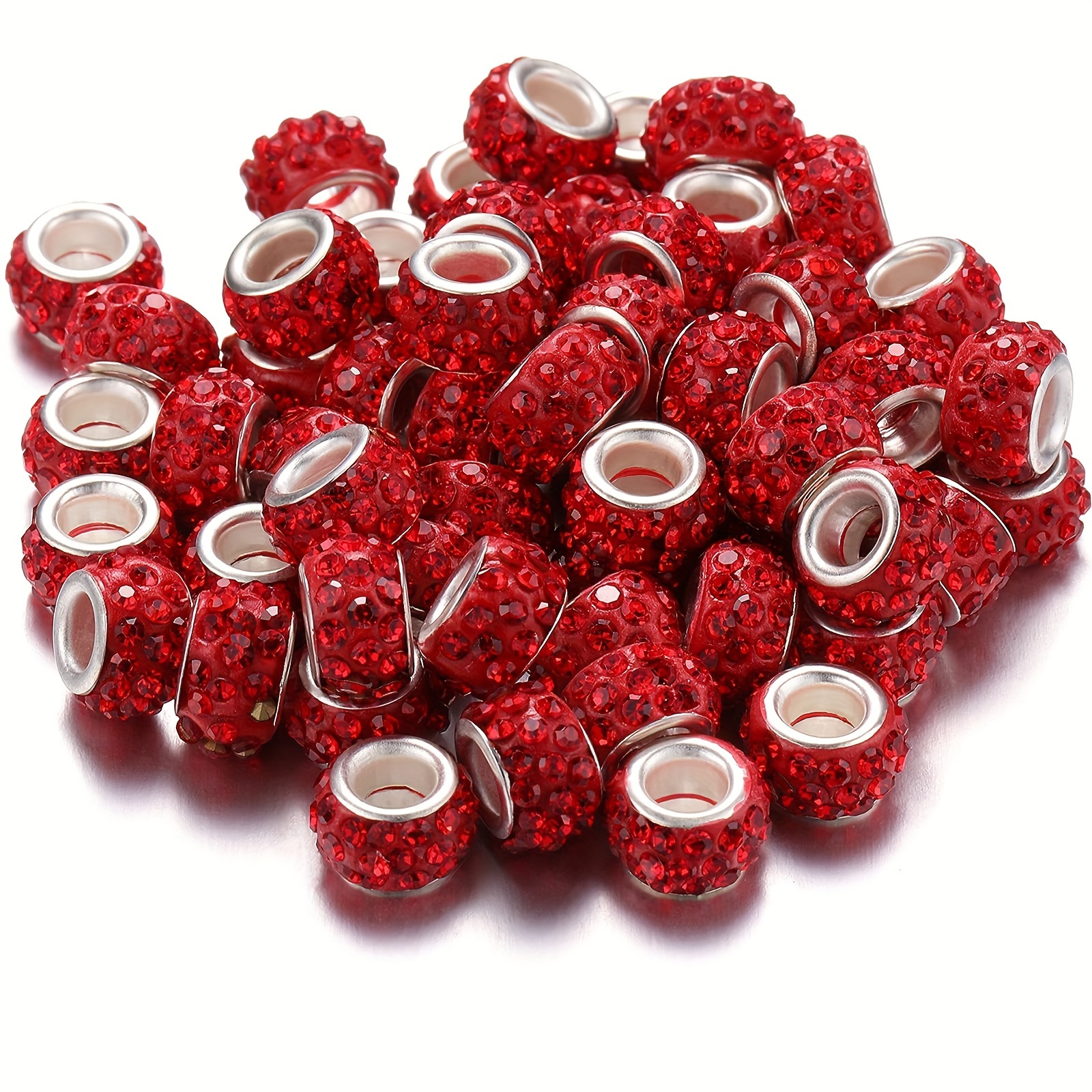 Crystal Glass Big Hole Beads Charms Colorful Rhinestone - Temu