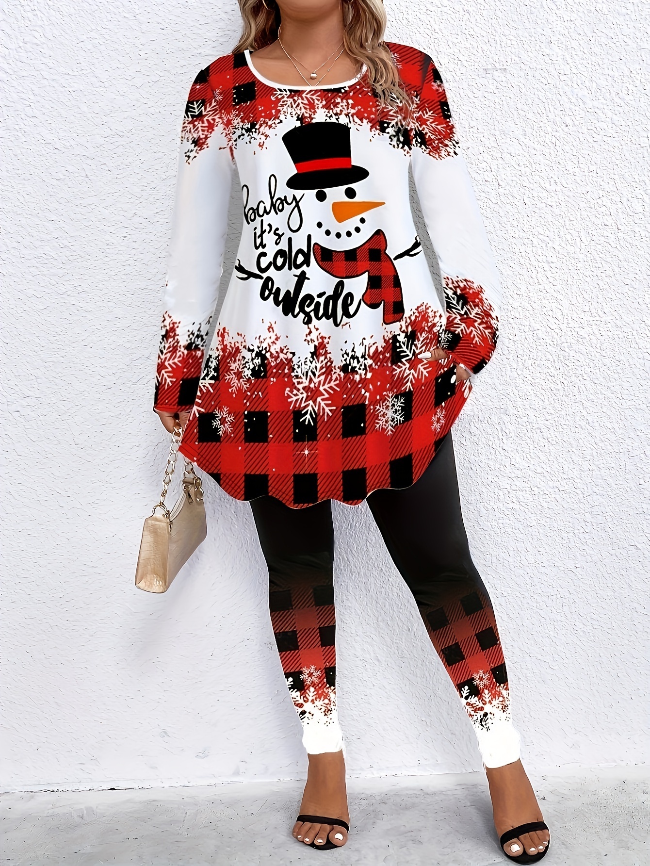 Plus Size Christmas Casual Outfits Set Women's Plus Graphic - Temu Canada