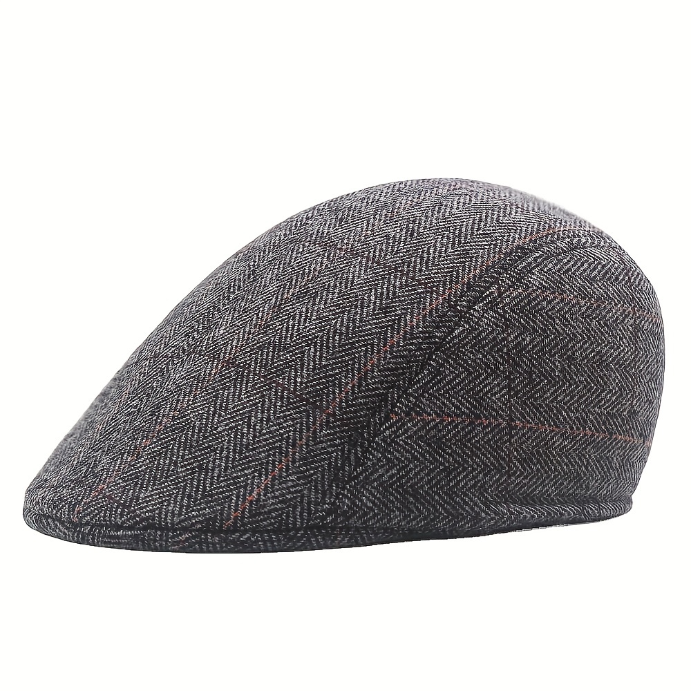 1pc Mens Womens Tweed Newsboy Cap, Flat Hat Vintage Warm Cap For Autumn And  Winter
