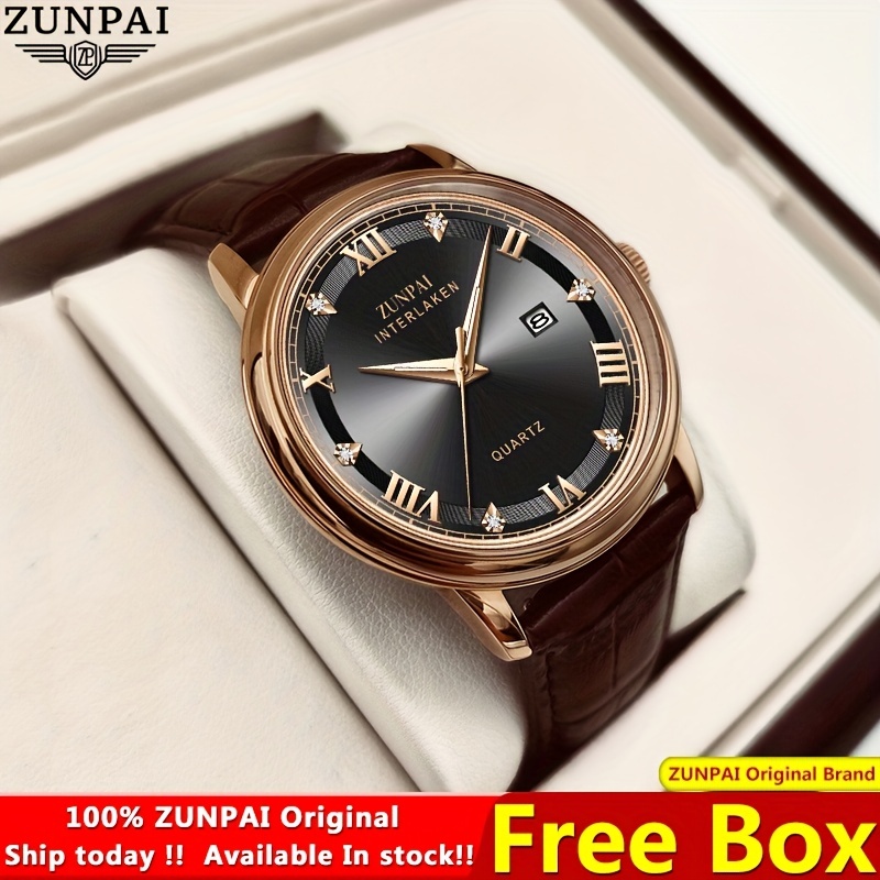 Zunpai Men's Watch Waterproof Stainless Steel Silvery/golden - Temu