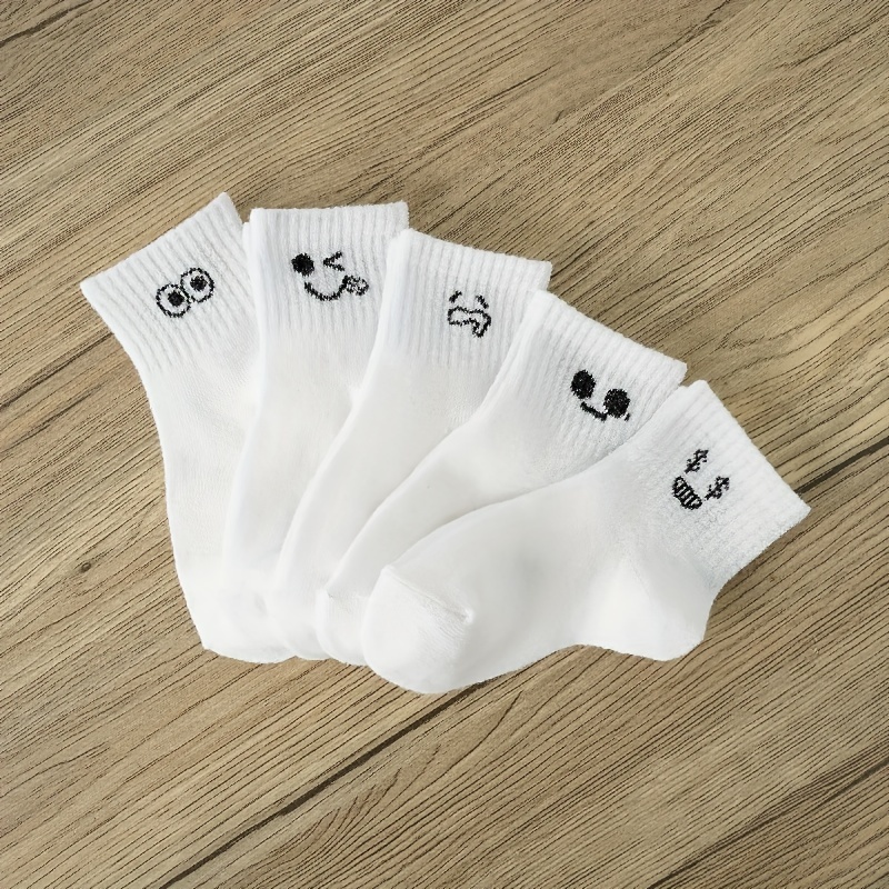 Image of 5 Pairs Of Solid Color Cute Socks For Children, Suitable For .