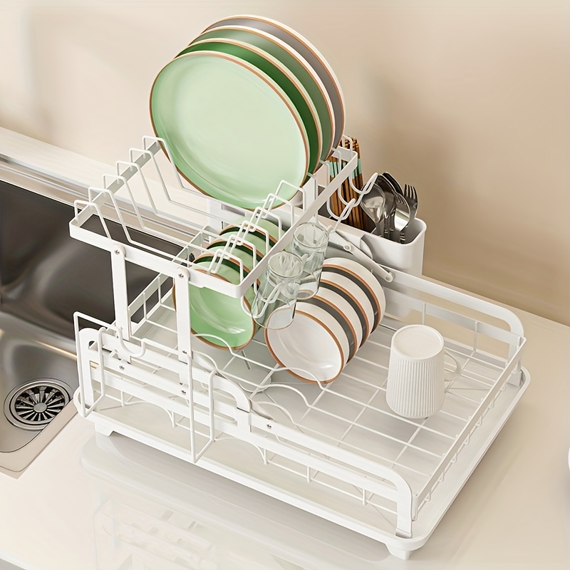 Dish And Bowl Drying Rack For Kitchen, Dish Drainer, Dish Drying Rack Over  The Sink, Adjustable Dish Drying Rack, 2 Tier No-installation Holder, For  Storage Of Plates, Bakeware, Tableware And Chopsticks, Kitchen