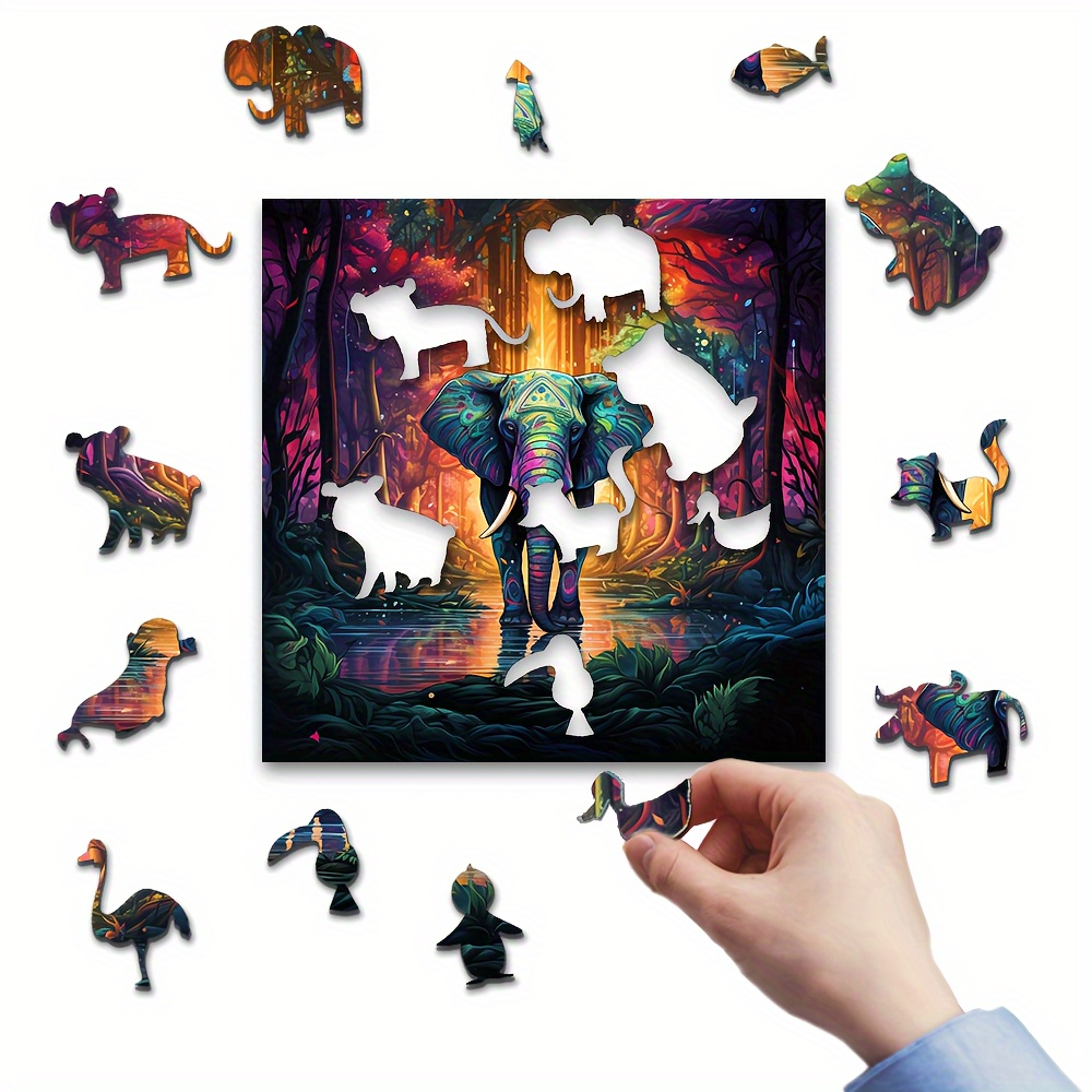 Puzzle 3D Eléphant en Bois Facile – Tempus Republic