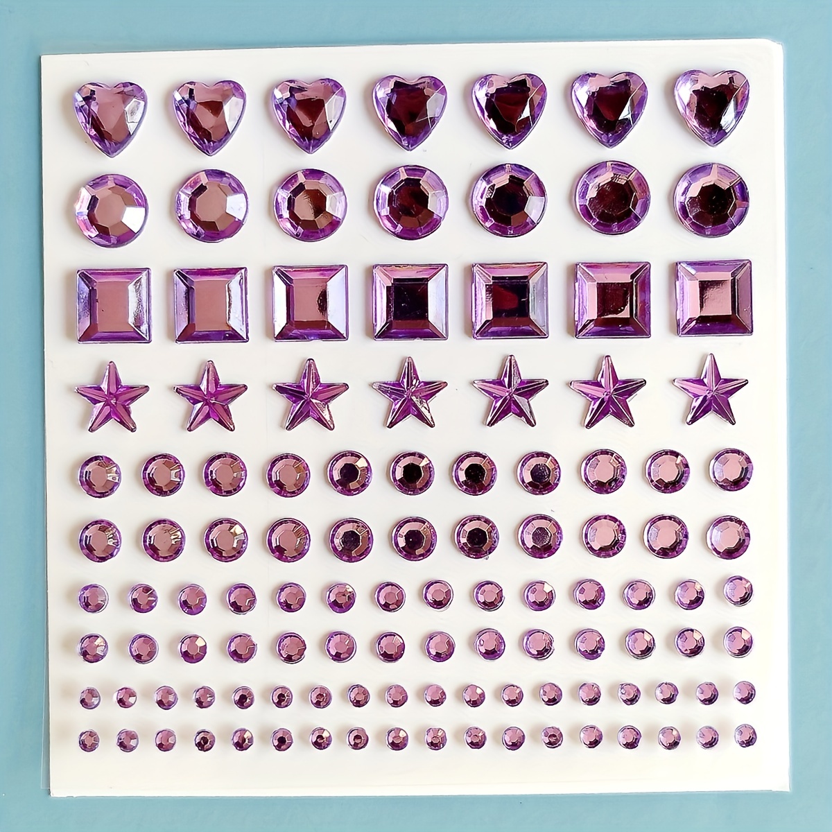 1sheet/5sheets Purple Star Love Square Round Beauty Makeup Diamond Sticker,  Makeup Sticker, Purple Star Diamond Face Sticker, Plastic Love Makeup Stic