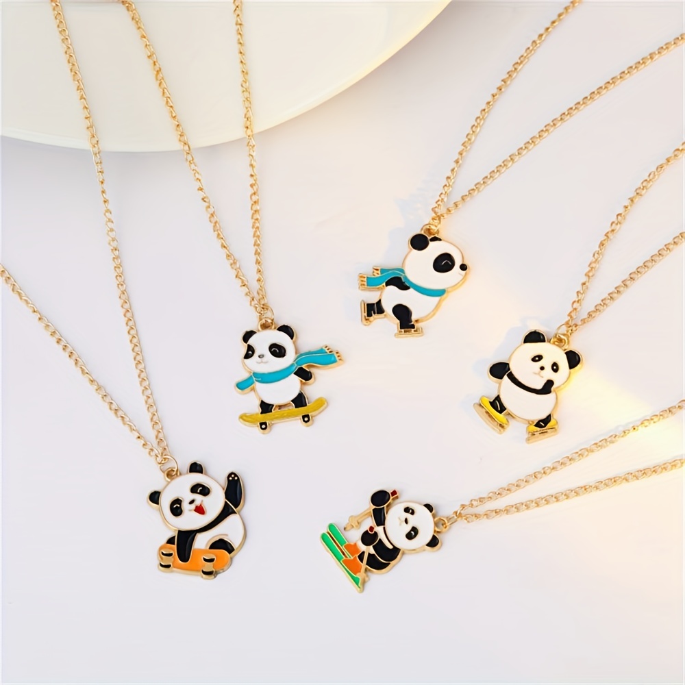 Gold Panda Necklace Panda Jewelry Gold Panda Cute Panda 