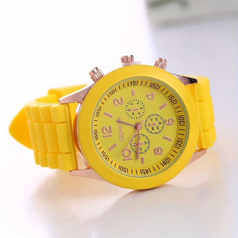 Reloj electrónico de silicona con calculadora de muñeca multitiempo WzQ497,  amarillo, talla única