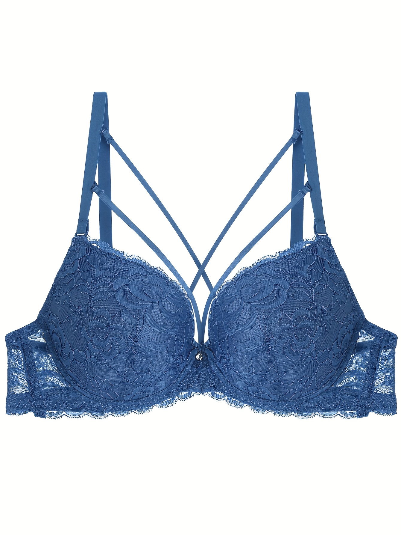 Dark blue lace push-up bra