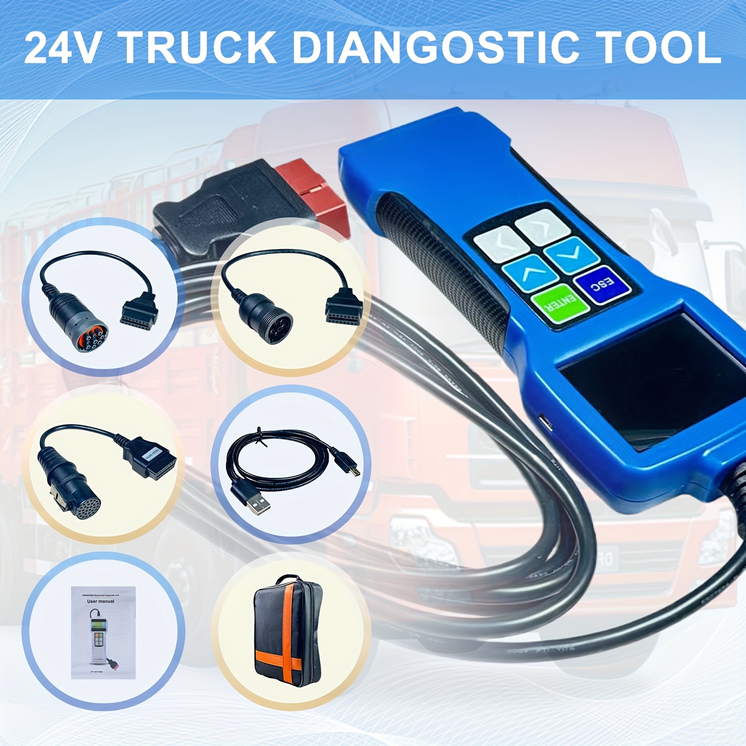 Diesel Heavy Duty Truck Diagnostic Scanner Scan Tool Car Engine OBD2 Code  Reader